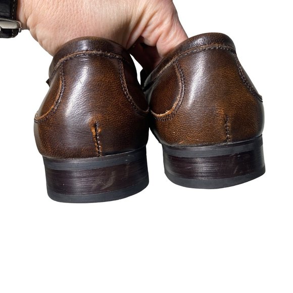 Vintage Giorgio Brutini brown embossed leather square toes luxury designer men 8 - Picture 4 of 13